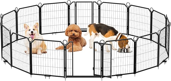 Dog Playpen Portable Extra Large 16 Panels 24" Height Adjustable with Gate, Perfect for Puppies and Small Dogs, Easy to Store, Customizable Layout for Indoor, Yard, RV Camping,Fence partition