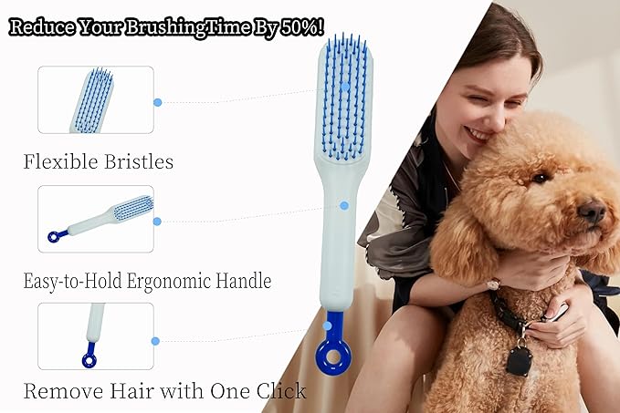 Stretchable Puppy Brush , Soft Dog Brush - Gentle Grooming Brush for Small Dogs, Perfect for Yorkie, Shih Tzu, Maltipoo ,Dog Hair Remover Brush (White)