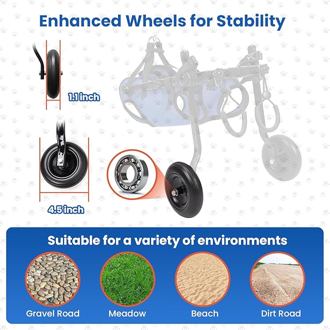 Dog Wheelchair for Back Legs, Dog Wheelchair for Small Dog, Adjustable Pets Cart with Wheels, Doggy Wheelchairs for Disabled Hind Legs, Dog Leg Brace and Hip Support, Small