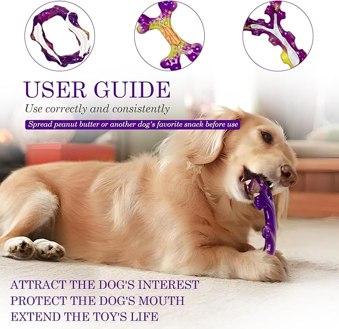 Tough Dog Toys for Aggressive Chewers 3 Pack Chew Toys for Large Dogs, Indestructible Dog Toy for Aggressive Chewers Large Breed, Dog Toys to Keep Them Busy