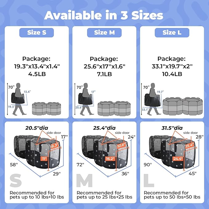 2-in-1 Cat Playpen, 72''Pop Up Dog Pet Playpen for Indoor Outdoor Cats Enclosed, Portable Pet Playpen, Kitten Puppy Foldable Play Pen Cat Dog Tent Crate Cage Kennel(No Divider, Unified Space)