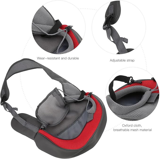 Pet Dog Sling Carrier Portable Wearresistant Puppy Carrier Bag with Breathable Mesh Pet Carry Bag for Dogs Suitable for Traveling Outdoor Adjustable Strap