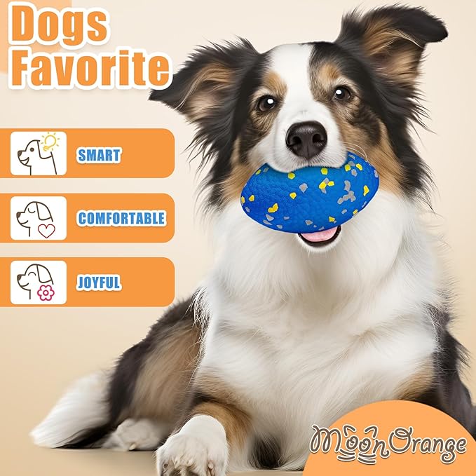 Upgrade Olive Dog Balls Rugby Toys for Aggressive Chewers, Indestructible Tennis Balls for Dogs (Blue)
