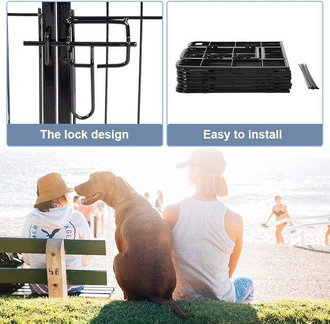 Pet Playpen Exercise Pen Dog fence Animal Kennel Cage Yard Travel Camping Wire Metal Portable Folding Indoor Outdoor Crate for Dogs with Door 24inches 8 panels and 16 panels