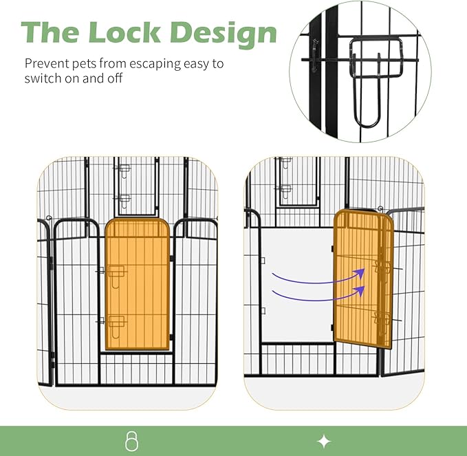 FDW Dog Playpen Dog Pen Dog Kennel 16 Panels 32 Inch Height Indoor Outdoor Folding Metal Portable Puppy Exercise Pen Heavy Duty Dog Fence for Yard Camping,Black