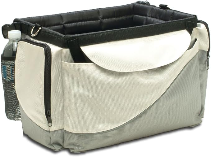 PetSafe Happy Ride Bicycle Basket for Dogs and Cats - Sport Style Light Nylon Material - Detachable Carrier with Shoulder Strap - Removable Sun Shield - Multiple Storage Pockets - Best for Small Pets