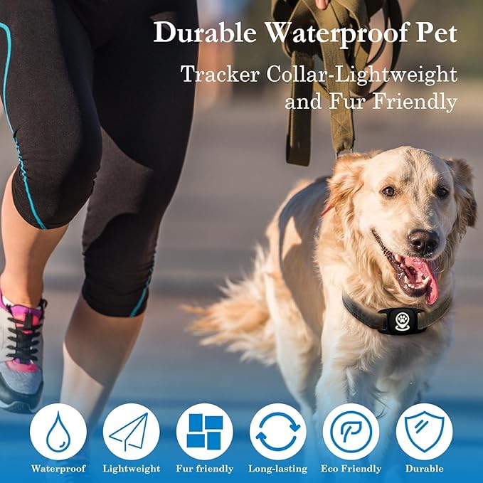 Pet Location Tracker for Dogs, Smart Tag with Enhanced Coverage, Works Seamlessly with Find My App, No Monthly Fees, Not GPS-Dependent (Black)