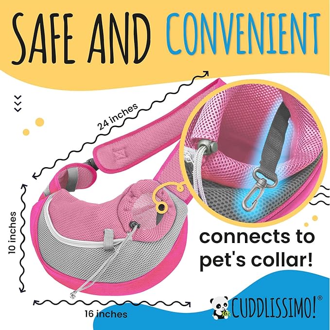 Pet Sling Carrier - Small Dog Puppy Cat Carrying Bag Purse Pouch -For Pooch Doggy Doggie Yorkie Chihuahua Baby Papoose Bjorn -Hiking Front Backpack Chest Body Holder Pack To Wear (Pink-L)