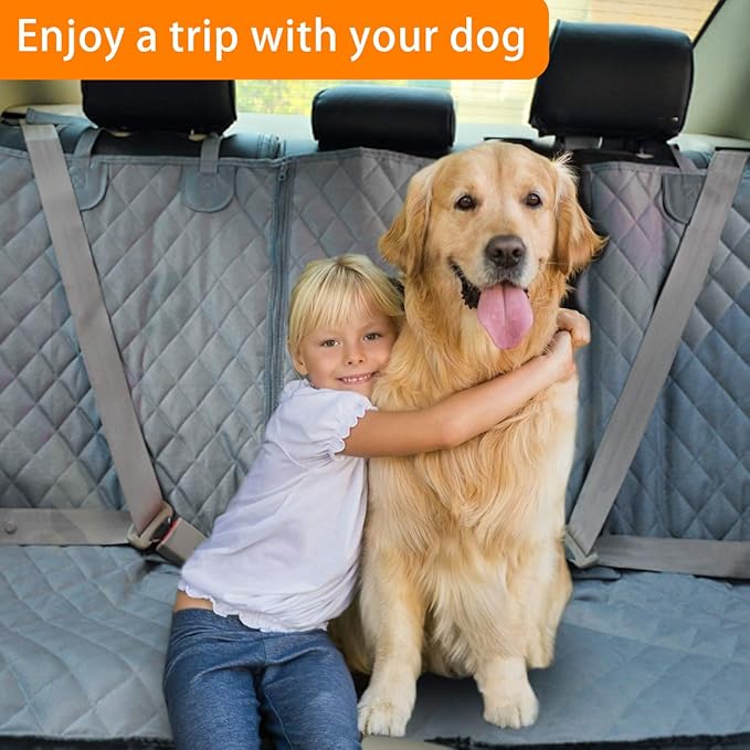Honest Bench Dog Car Seat Covers with Side Flap,Dog seat Cover for Cars, Trucks, and Suv's - Waterproof & Nonslip Pet Seat Cover for Backseat(Gray 61" W x 51" L)