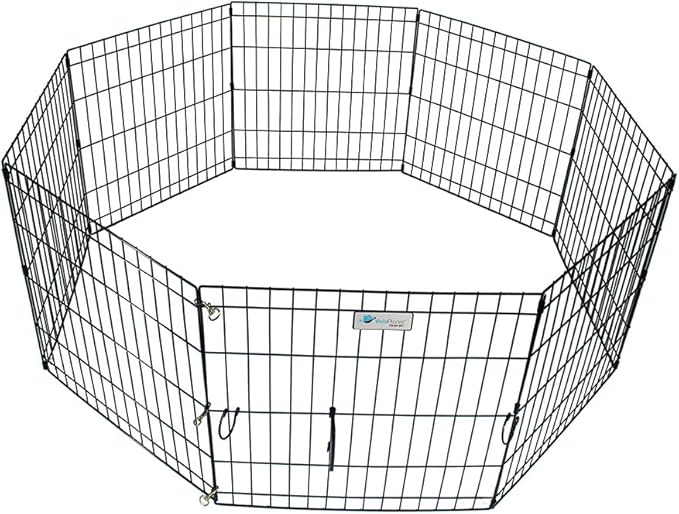 ValuPlanet Epoxy Folding Dog Exercise Pen, 30-Inch, Black