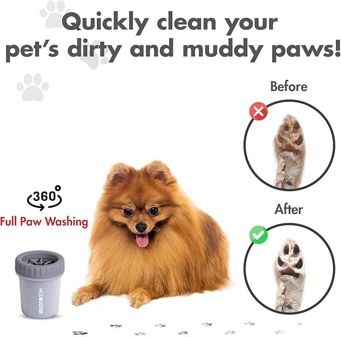 Dexas MudBuster Portable Dog Paw Cleaner, Premium Quality Large Gray Pet Accessory