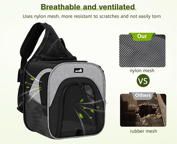 Pecute Small Dog Sling Carrier with Breathable Mesh up to 3.5kg/7.7lbs, Portable Pet Carrier Backpack for Small Cats and Dogs, Great for Chihuahua, Maltese, Yorkshire Terrier, Pomeranian