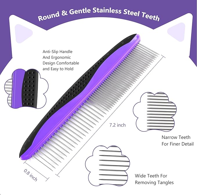 4 in 1 Pet Grooming Kit, Self Cleaning Slicker Brush for Dogs Cats & Small Animals, Dog Brush for Shedding Short Long Haired Dogs. Removes Loose Undercoat, Tangled Hair, Steam Brush