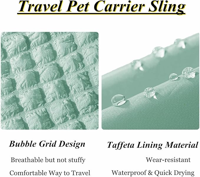 Dog Carrier Sling Cat Purse Carrier Bag Puppy Carrying Bag Pet Body Holder for Small Breeds Daily Use Walking Travel Outdoor, Green