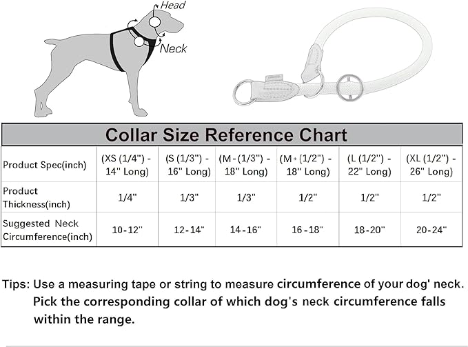 Braided Collar, Pro Training Dog Collar, No Pull Round Collar, Slip Collar with Slidable Stop Ring - Ideal for Medium/Large Dogs (M+(1/2") - 18" Long, Red)