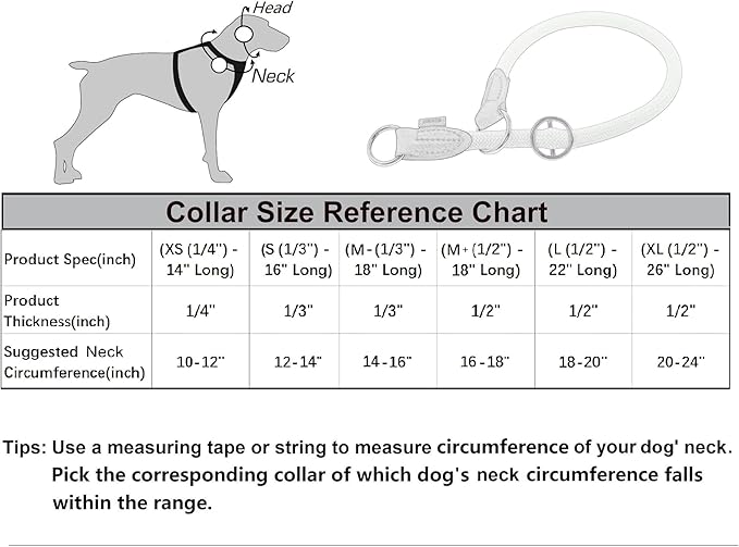 Braided Rope Collar, Pro Training Dog Collar, No Pull Round Martingale Collar, Slip Collar with Slidable Stop Ring - Ideal for Large Dogs (XL(1/2") - 26" Long, Pink)