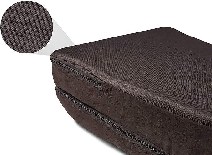 Furhaven Orthopedic Dog Bed for Medium/Small Dogs w/ Removable Bolsters & Washable Cover, For Dogs Up to 35 lbs - Two-Tone Plush Faux Fur & Suede L Shaped Chaise - Espresso, Medium,30"L x 20"W x 6"Th