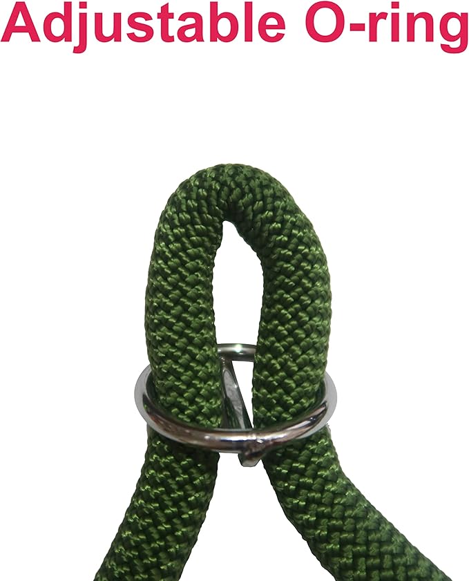 Braided Rope Collar, Pro Training Dog Collar, No Pull Round Martingale Collar, Slip Collar with Slidable Stop Ring - Ideal for Small Dogs (S(1/3") - 16" Long, Dark Green)