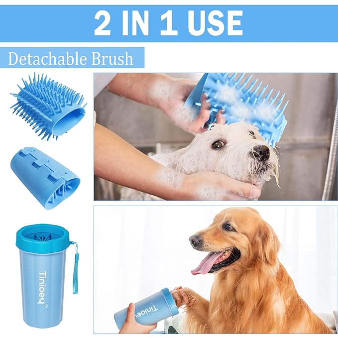 Dog Paw Cleaner for Large Dogs (with 3 Towels & Dog Bath Brush), Dog Paw Washer, Muddy Paw Cleaner, Pet Foot Cleaner