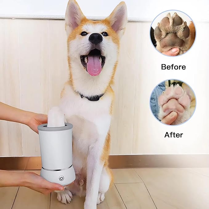 sphera Automatic Pet Paw Cleaner - Blue - Portable Electric Washer and Massager for Dogs & Cats - USB Rechargeable - Silicone Brush