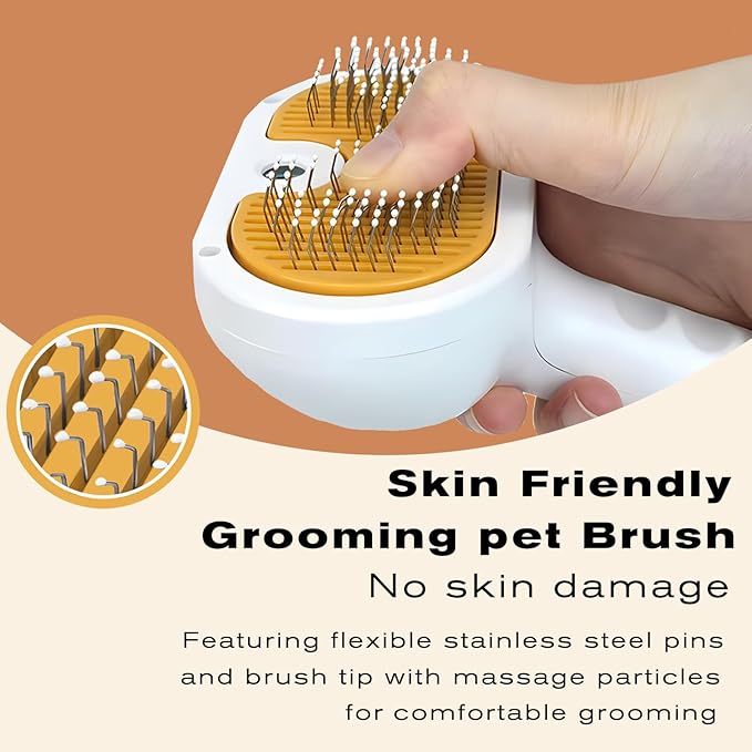 Pet Steam Brush for Dog & Cat – 3-in-1 Spray Hair Removal Comb – Steam Brush for Shedding & Grooming – Spritz Defur Comb – Includes Waterless Shampoo & Dental Wipes