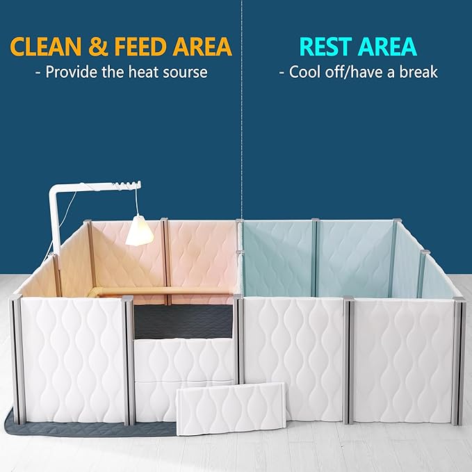 Senneny Extra Tall Whelping Box - Dog Pen with Whelping Pad, Lamp Holder - Supplies for Large, Medium, Small Dogs & Puppies (White, 1-Room(48" L x 48" W x 24" H))