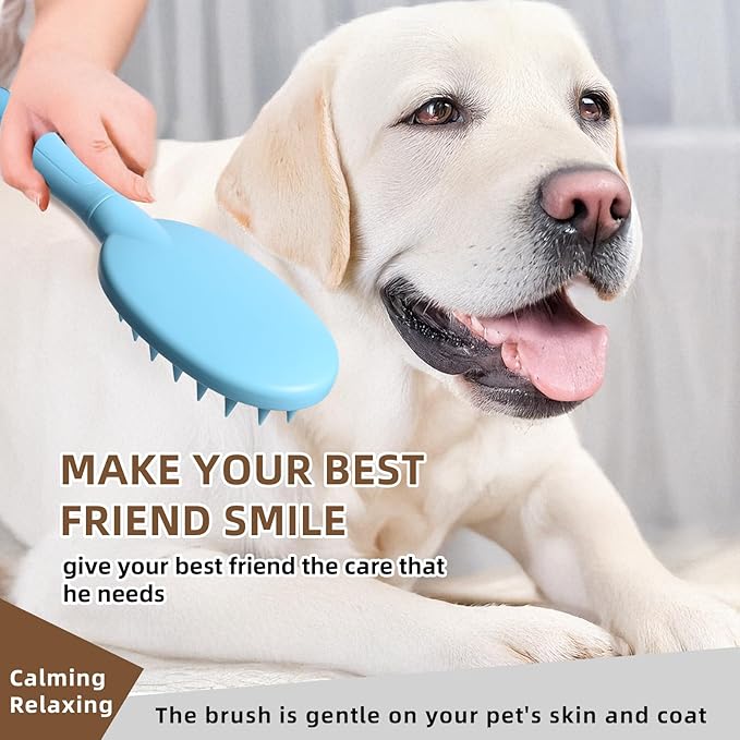 Pet Silicone Shampoo Brush for Long & Short Hair Dogs Cats, Shower Wash Curry Massage Brush (BLUE)