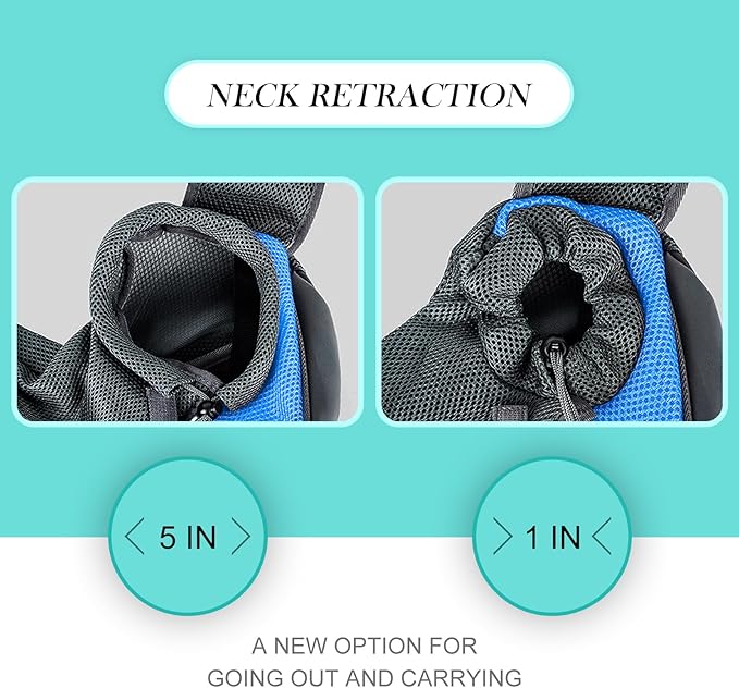 Pet Dog Sling Carrier, Up to 15lb, Breathable Mesh Adjustable Puppy Sling Carrier Hand Free for Small Dog Cat Rabbit, L, Sky Blue