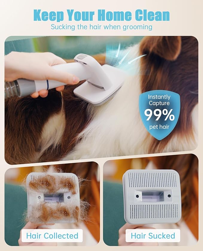 oneisall Dog Brush Vacuum Attachment - 4 Grooming Tools for Deshedding, 1-1/4-Inch to 2-Inch Hose Compatibility