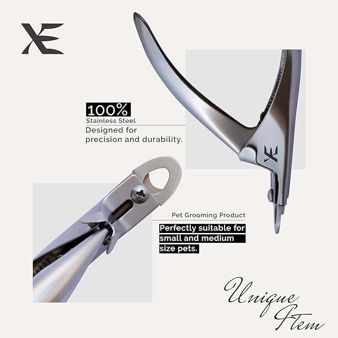 XE Stainless Steel Pet Nail Clipper – Cat and Dog Claw Trimmer with Nail File, Non-Slip Handle Nail Cutter for Pets, Professional Grooming Tool for Dogs, Cats, Rabbit and Guinea Pigs