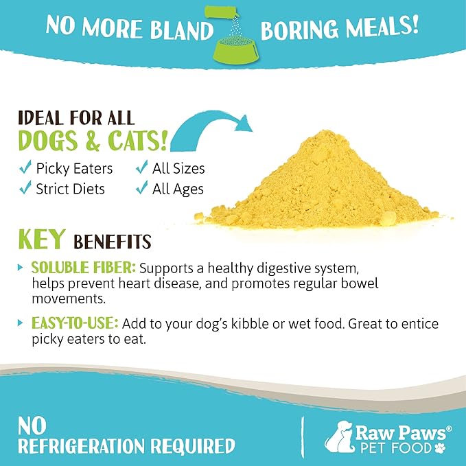 Raw Paws Boost Pet Food Topper Organic Pumpkin Powder, 3-oz - Made in USA - Grain-Free Dog Toppers for Dry Food - Anti Scoot Powder Pumpkin for Dogs - Vegan Dog Food Gravy - Dog Meal Toppers for Dogs
