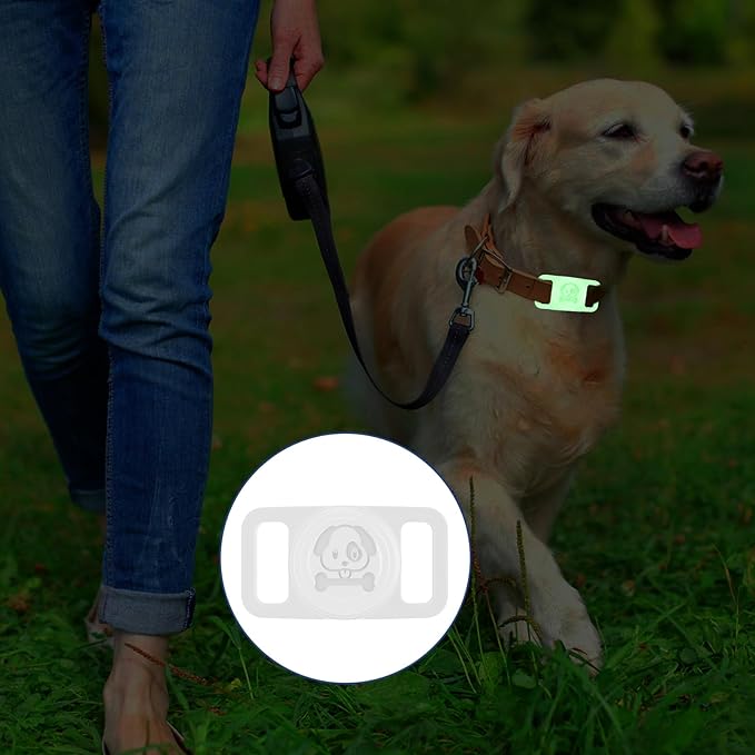 Kiniza 4 Pack Silicone AirTag Cat Dog Pets Collar Holder Waterproof with GPS Tracker for Apple White