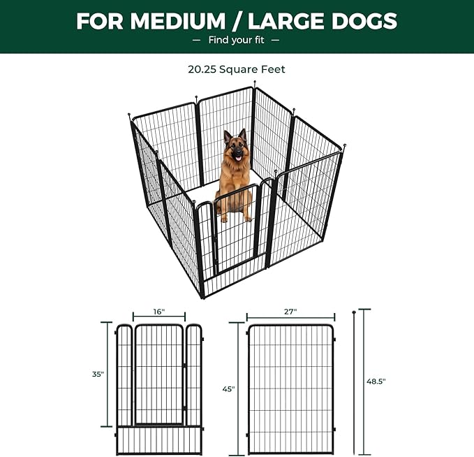 FXW Rollick Dog Playpen for Yard, RV Camping, 45 inch 8 Panels for Large Dogs│Patented