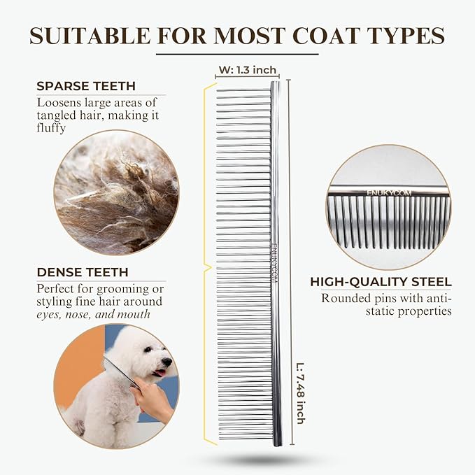 Specialized Grooming Tool for Great Pyrenees and Doodles (Goldendoodles, Poodles & Labradoodles) - Dog Slicker Brush & Comb Kit: Work Through Dense and Long Coats, for Both Matted Hair and Shedding