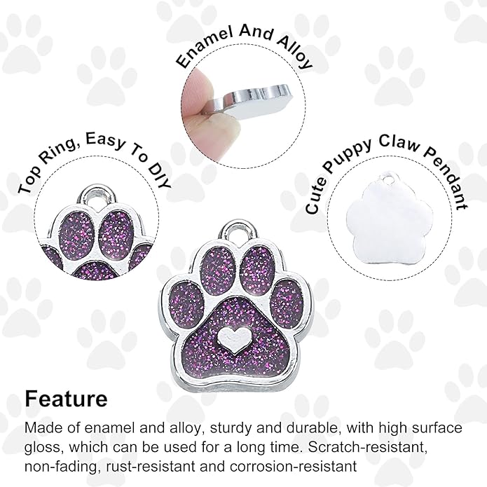 MECCANIXITY Cat Dog Paw Charm Footprint Paw Print Charm Alloy Enamel Pendants for DIY Jewelry Making, Earrings Necklaces Bracelets, Crafts