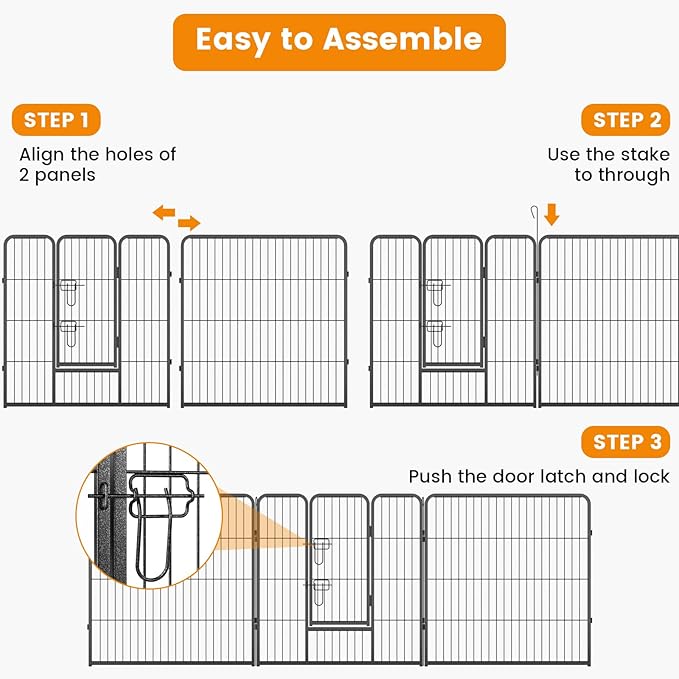 Giantex Dog Playpen Outdoor 32" H - 8 Panels Metal Pet Fence for Medium Dogs, 20.5ft Total Length, Heavy Duty Dog Pen Exercise Fence with Door, Portable Dog Fence Outdoor for Yard Garden RV Camping