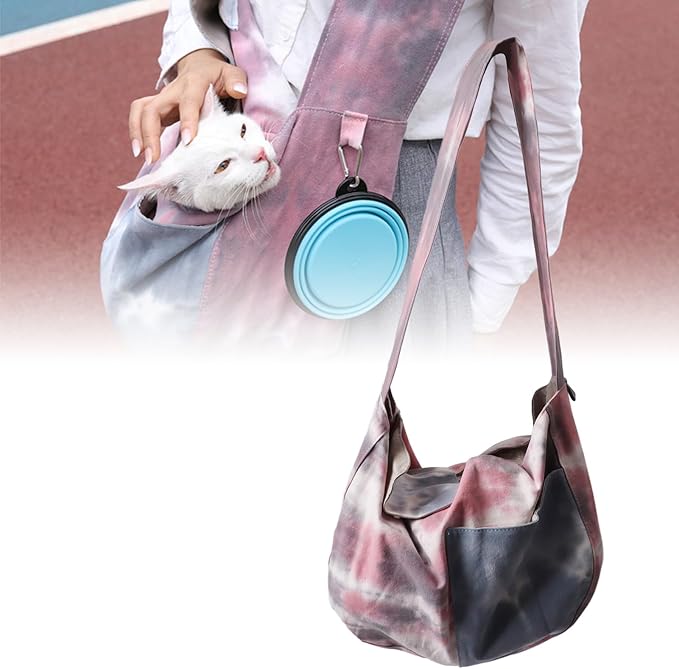 Dog and Cat Sling Carrier Little Pet Carrier Shoulder Crossbody Pet Slings for Outdoor Traveling Subway (Large)
