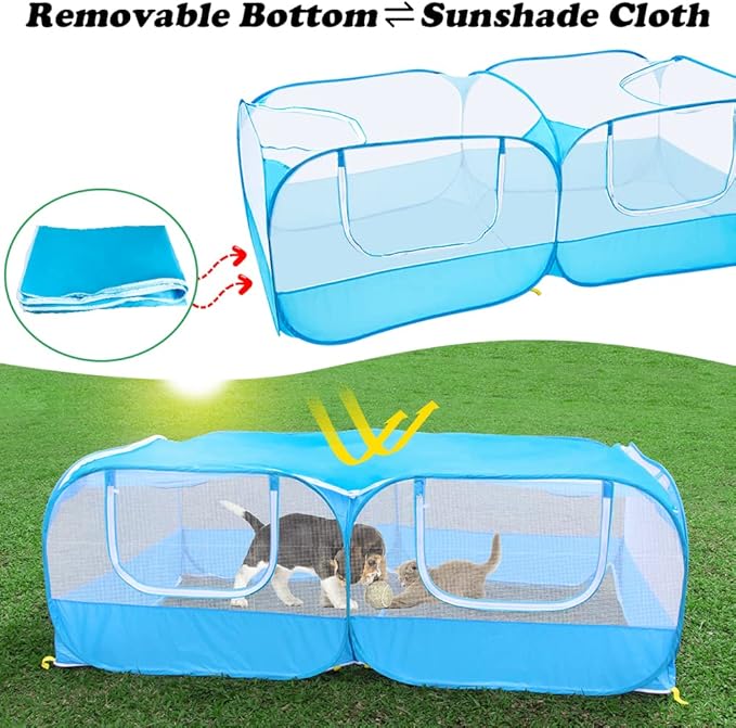 Portable Chicken Coop Chicken Run with Removable Bottom,Large Foldable Pet Enclosure for Puppy Duck Kitten Rabbits Indoor Outdoor Yard(Blue)