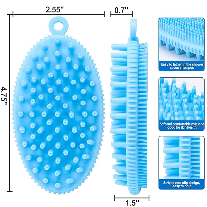 ROPO Dog Shampoo Brush, Dog Bath Brush & Dogs Shower, Dog Hand Brush for Grooming, Dog Scrubber for Bath, Dog Wash Brush (Pink)