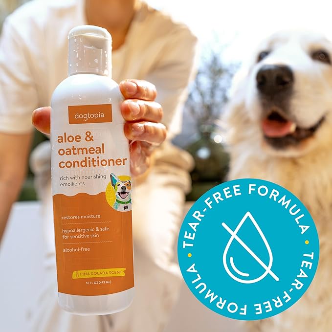 Everyday Aloe & Oatmeal Conditioner – 16oz Piña Colada Scent | Nourishing Pet Combo for Dogs and Pets | Rich with Soothing Emollients | Alcohol-Free, Soapless & Tearless