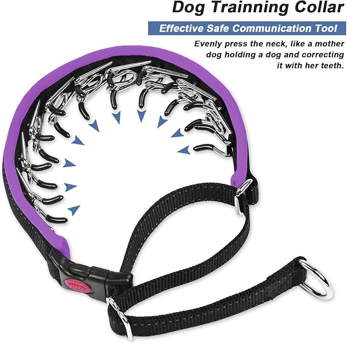 Martingale Collar for Dogs, Heavy Duty Nylon No Pull Dog Collar with Buckle, Adjustable Anti Pull Collar Reflective Slip Collar for Large Medium Small Dog Training Walking M Purple