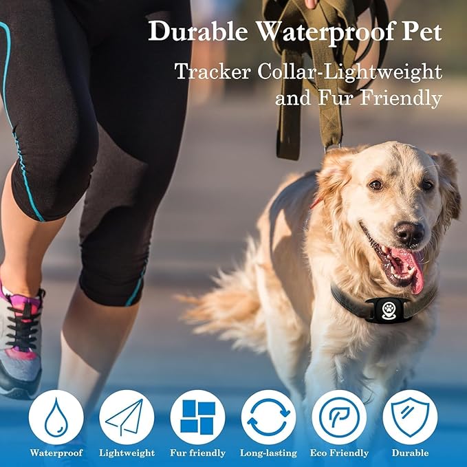 Pet Tracker for Dog, Dog Tracker Smart Pet Location Tracker with Holder, Smart Item Finder, MFi Certificated Dog Tracking Device, No Monthly Fee, Works with Find My(iOS Only) (Black Case)