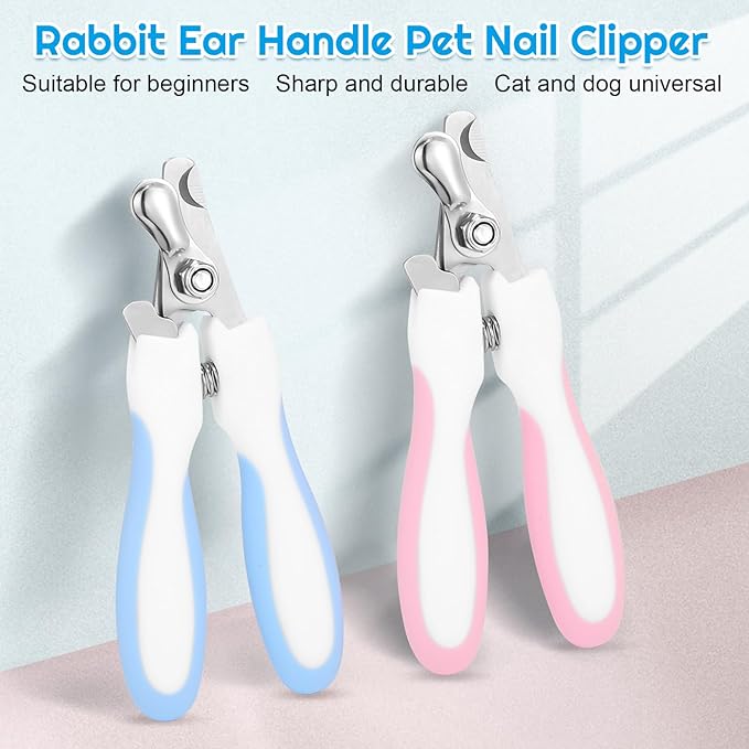 Pet Nail Clippers, Suitable for Both Cats and Dogs, A Half Moon Shaped Alloy Blade and A Rubber Material Handle with A File. Automatic Rebound Handle.Cat and Dog Universal(Blue)