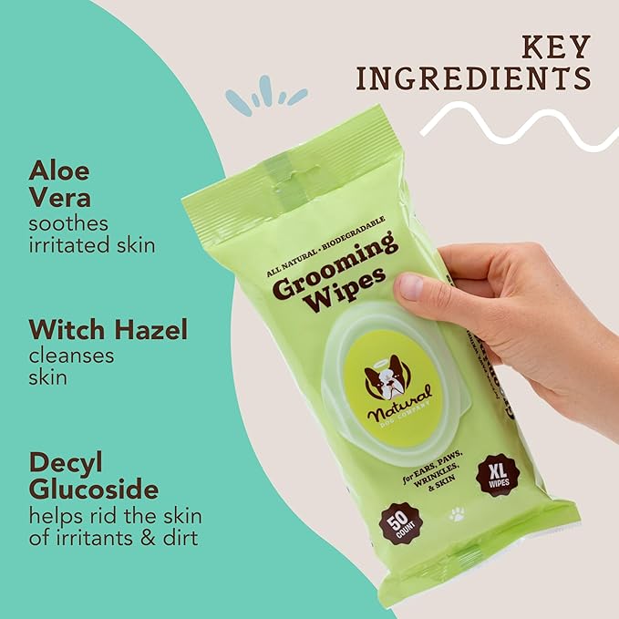 Natural Dog Company Grooming Bundle with (1) Itchy Dog Shampoo,12 oz. and (3) Grooming Wipes, 50 Count Each