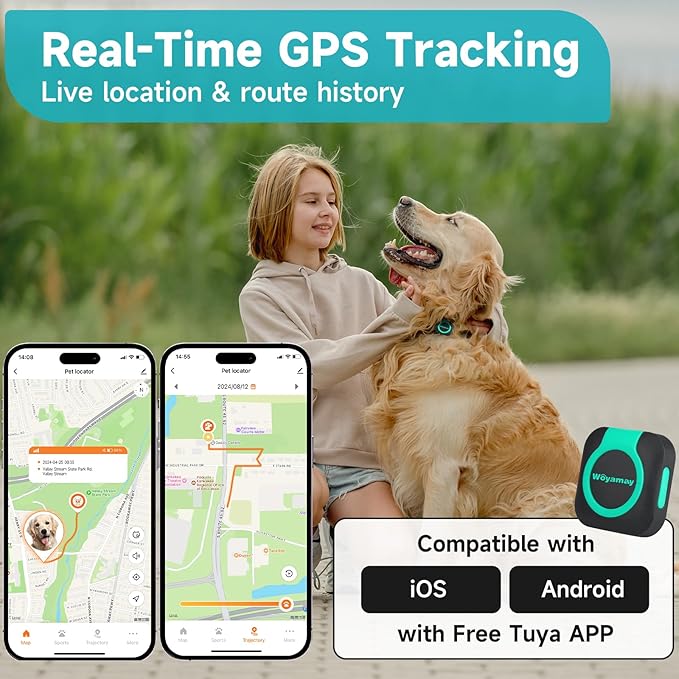 GPS Tracker & Health Monitoring for Dogs -Pet GPS Location Tracker, Wellness & Escape Alerts, Waterproof, Works with Any Collar (Green & Black), WOY-028