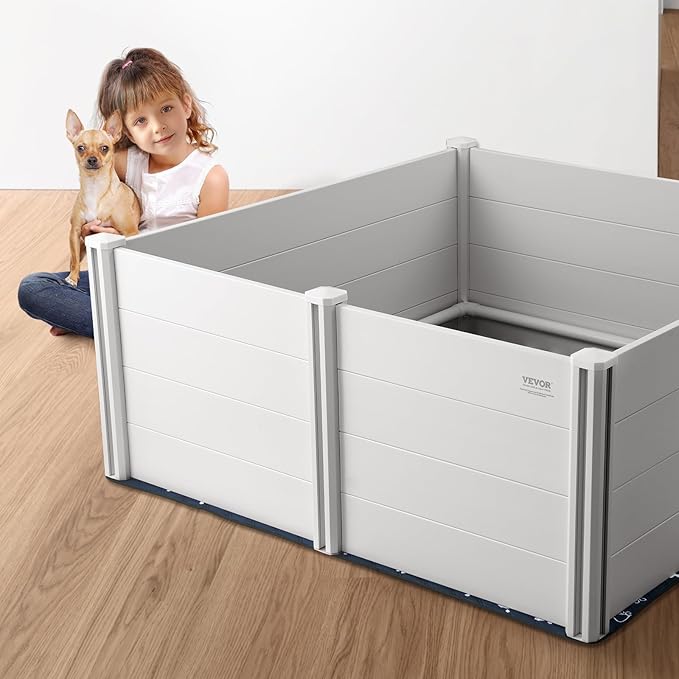 VEVOR Dog, 59.8 x 59.8 x 24.0in Whelping Box for Dogs and Puppies, Whelping Pen for Puppies, Dog Birthing Box with Rails and Washable Pee Pad, Whelping Box for Large Breed Dogs, White