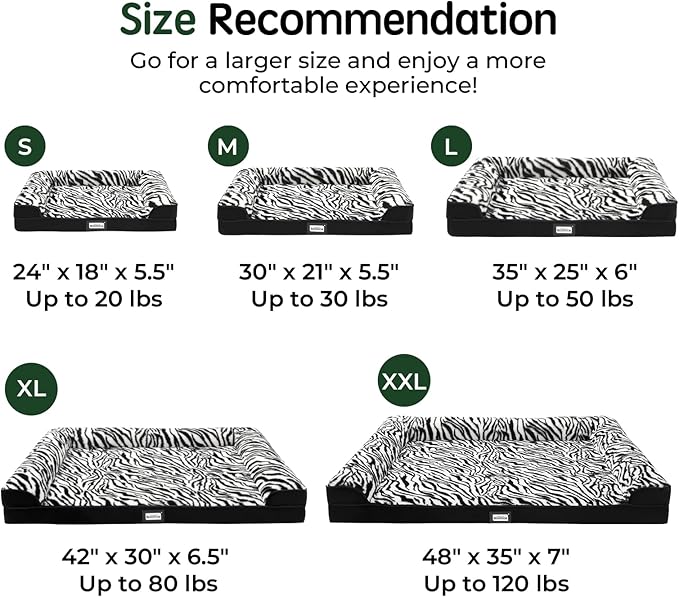 BALANCE Orthopedic Dog Bed, Egg Crate Foam Dog Couch for Pet Sleeping, Pet Sofa with Removable Washable Cover & Nonskid Bottom, Comfy Dog Bed for Medium Size Dog, Black