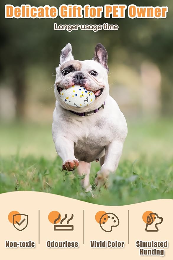 Upgrade Olive Dog Balls Rugby Toys for Aggressive Chewers, Indestructible Tennis Balls for Dogs (White)