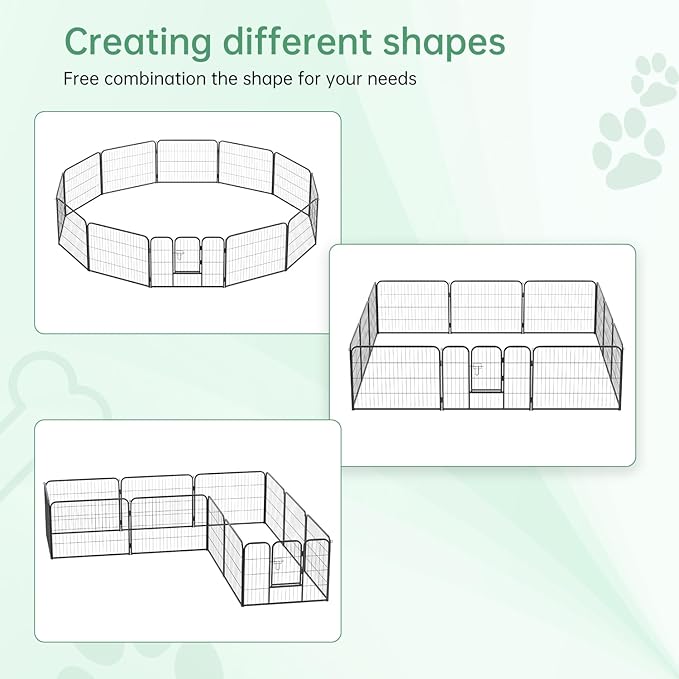 FDW Dog Playpen Dog Pen Dog Kennel 12 Panels 24 Inch Height Indoor Outdoor Folding Metal Portable Puppy Exercise Pen Heavy Duty Dog Fence for Yard Camping,Black