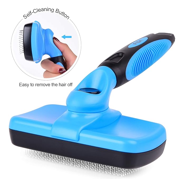 Fida Self Cleaning Slicker Brush with Protective Ball Tips, Dog Brush/Cat Brush for Shedding and Grooming Loose Undercoat, Mats - for Small, Medium & Large Dogs and Cats with Short to Long Hair